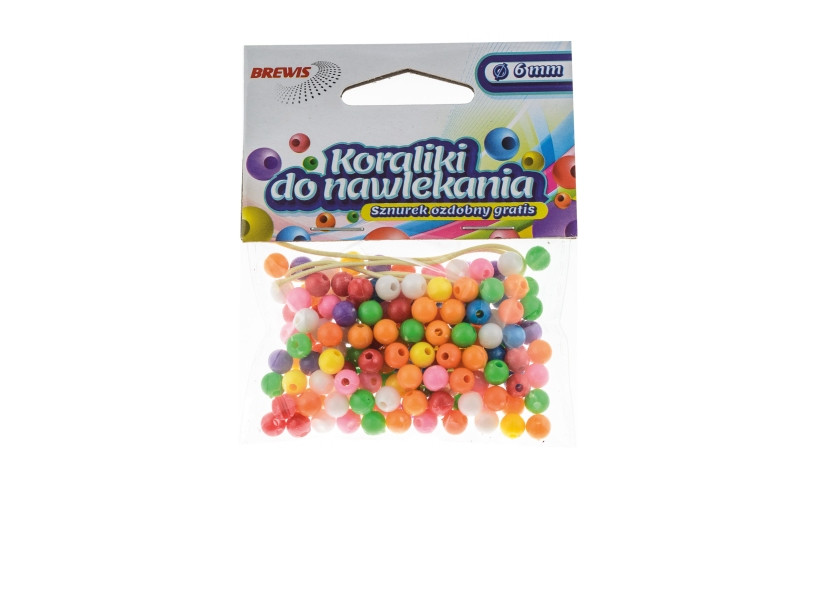 Koraliki do nawlekania 6mm K6-10 mix kolor Brewis